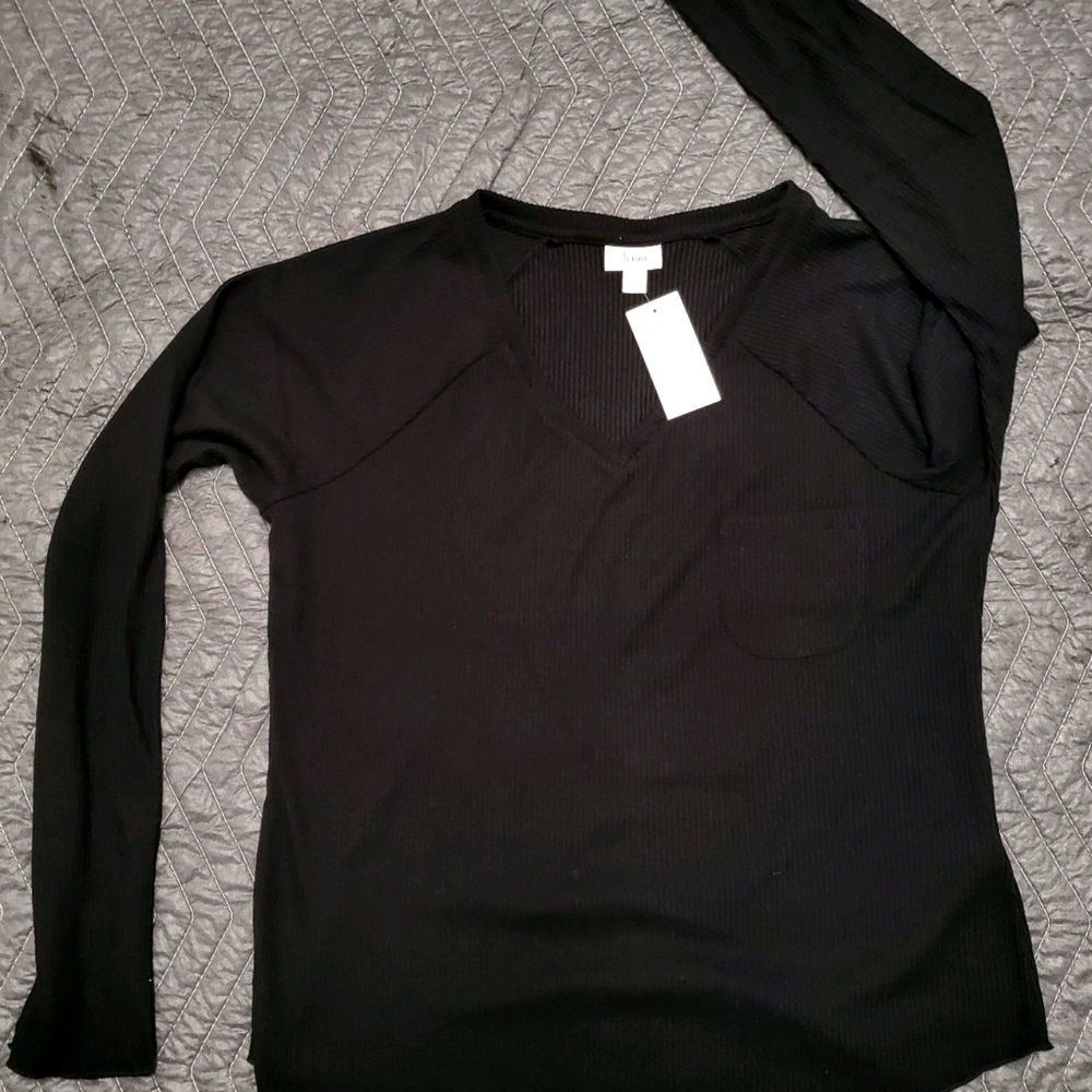 Jenni Long sleeve cotton ribbed t-shirt